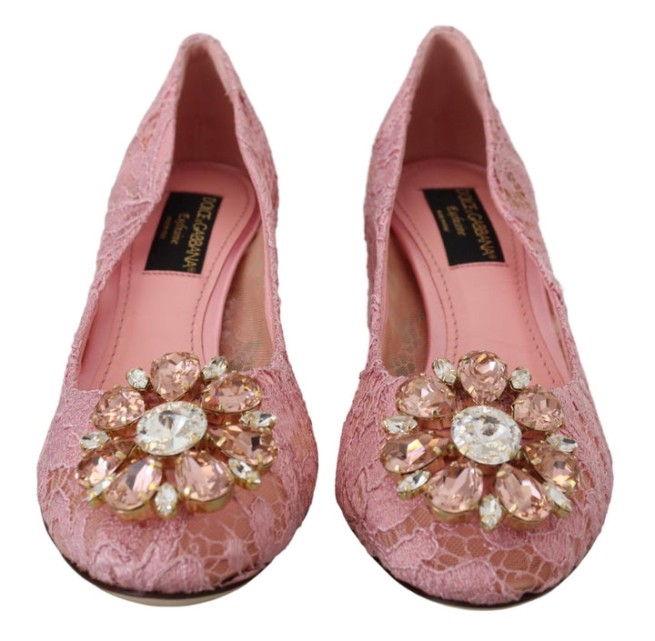 Women’s Dolce &amp; Gabbana Pink Taormina Lace Crystal Pumps Pastel Shoes