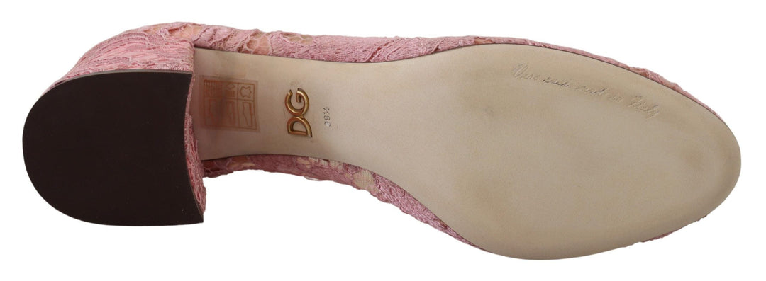 Women’s Dolce &amp; Gabbana Pink Taormina Lace Crystal Pumps Pastel Shoes