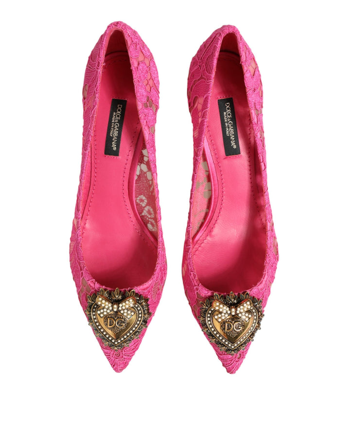 Women’s Dolce &amp; Gabbana Pink Taormina Lace Devotion Pumps Shoes