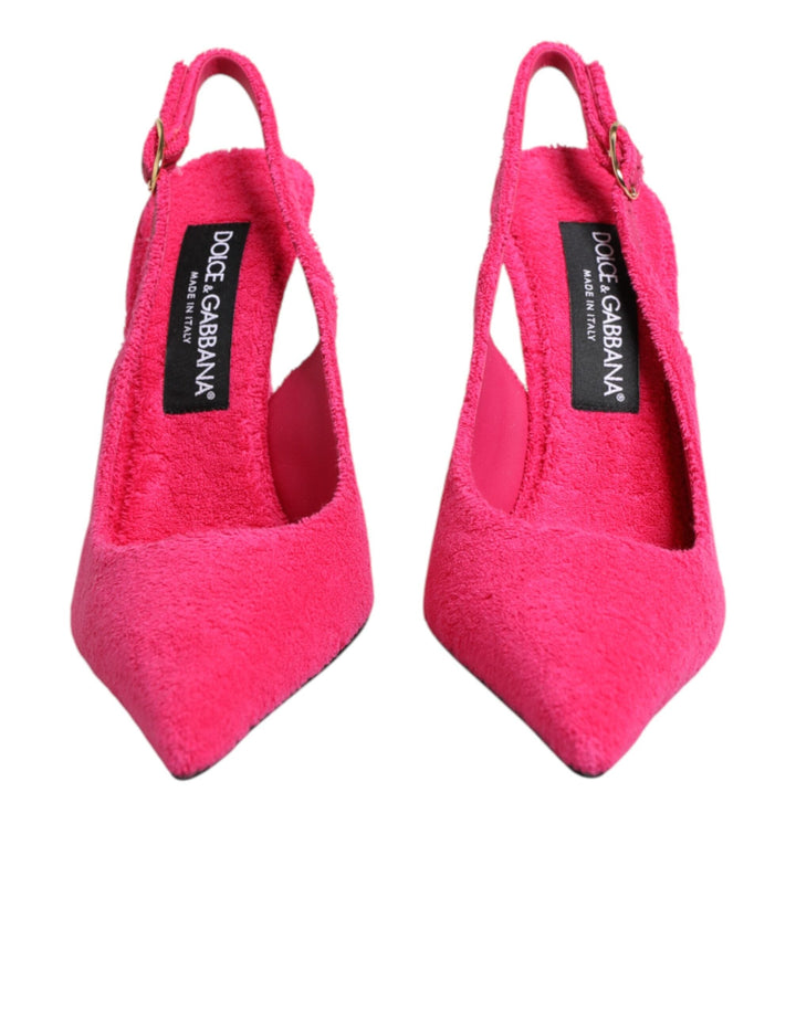 Women’s Dolce &amp; Gabbana Pink Terry Cloth High Heels Slingback Shoes