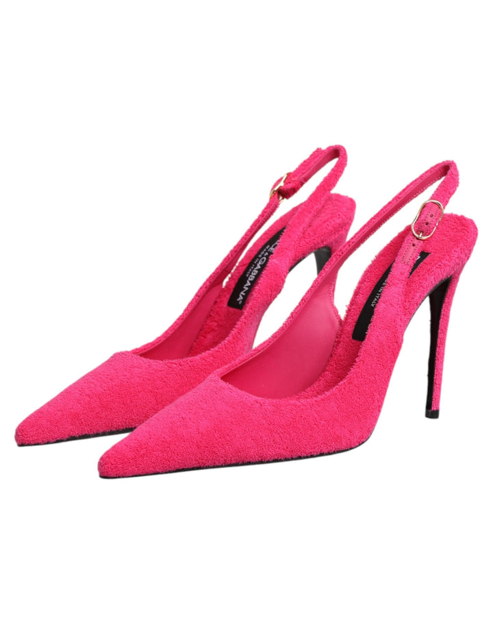 Women’s Dolce &amp; Gabbana Pink Terry Cloth High Heels Slingback Shoes