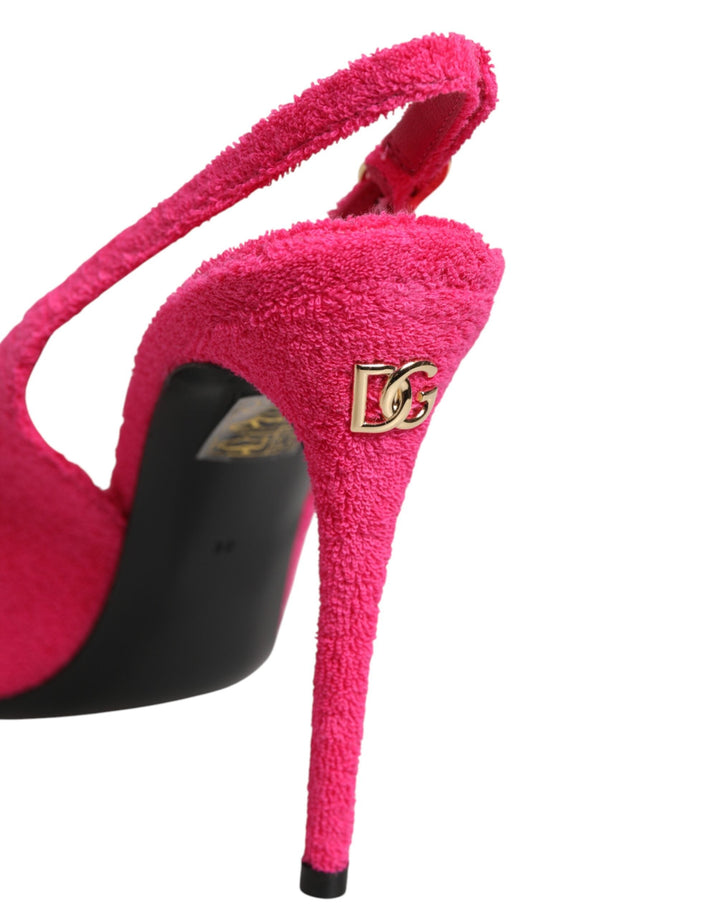 Women’s Dolce &amp; Gabbana Pink Terry Cloth High Heels Slingback Shoes