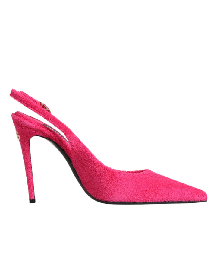 Women’s Dolce &amp; Gabbana Pink Terry Cloth High Heels Slingback Shoes