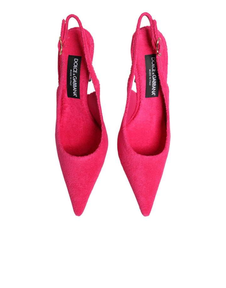 Women’s Dolce &amp; Gabbana Pink Terry Cloth High Heels Slingback Shoes