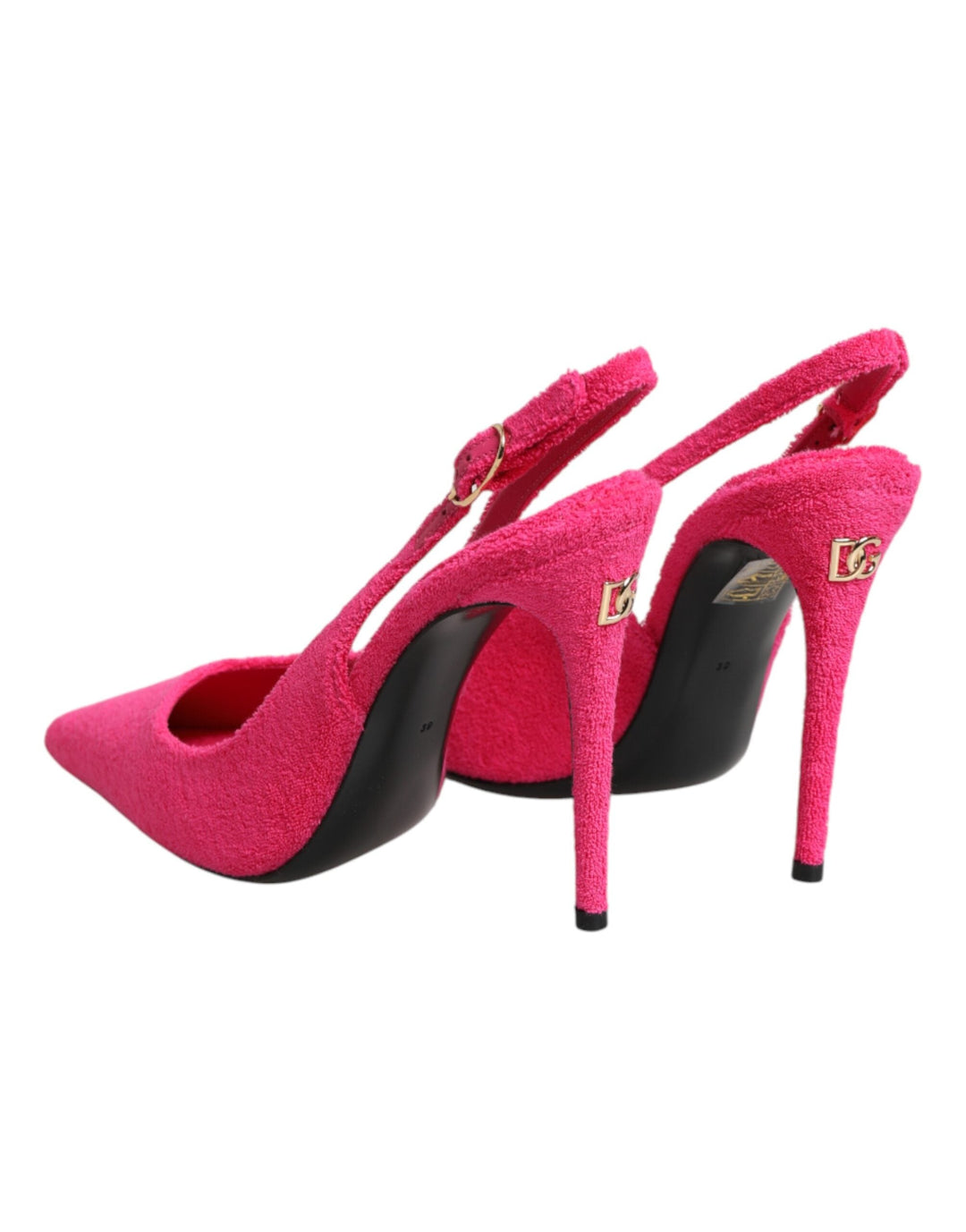 Women’s Dolce &amp; Gabbana Pink Terry Cloth High Heels Slingback Shoes