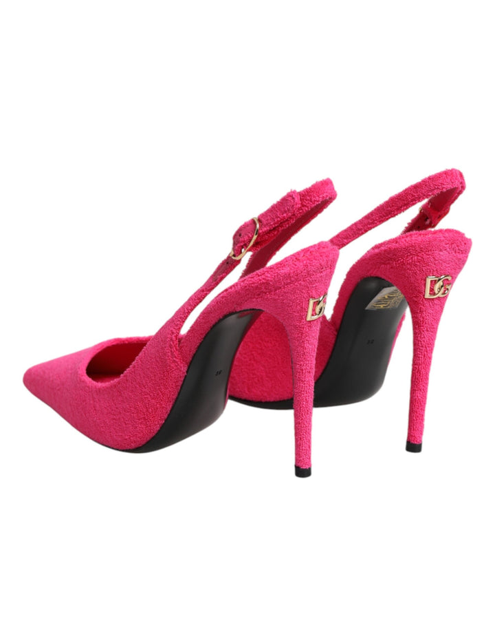 Women’s Dolce &amp; Gabbana Pink Terry Cloth High Heels Slingback Shoes