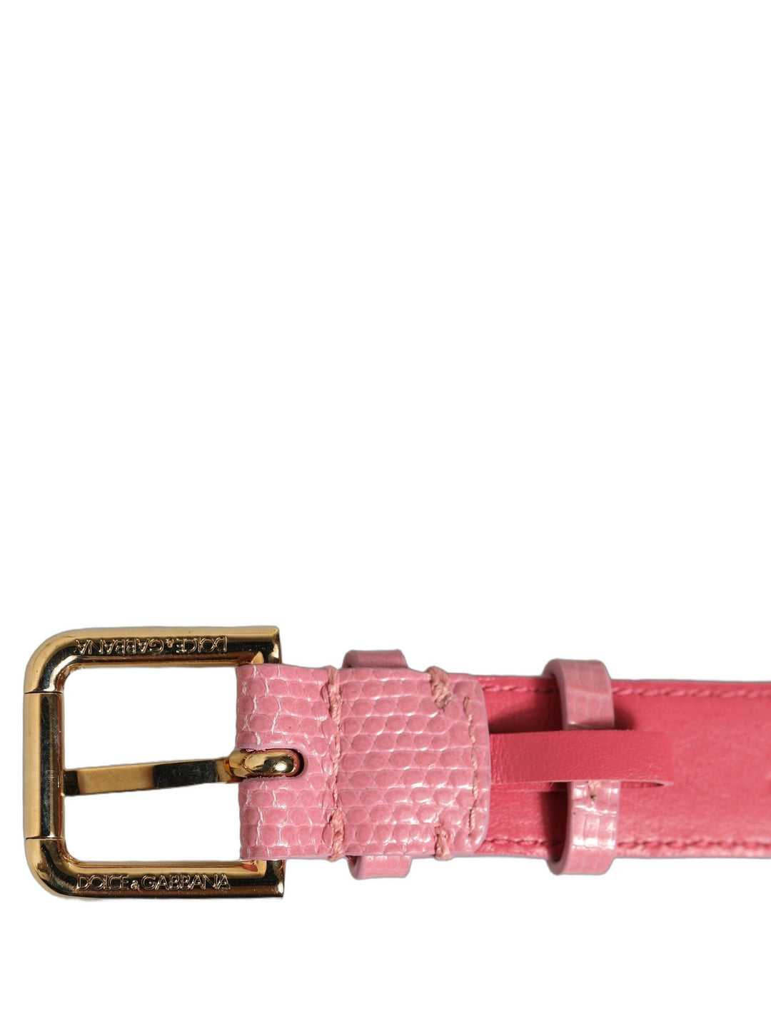 Women’s Dolce &amp; Gabbana Pink Textured Leather Gold Buckle Belt Strap Bracelet