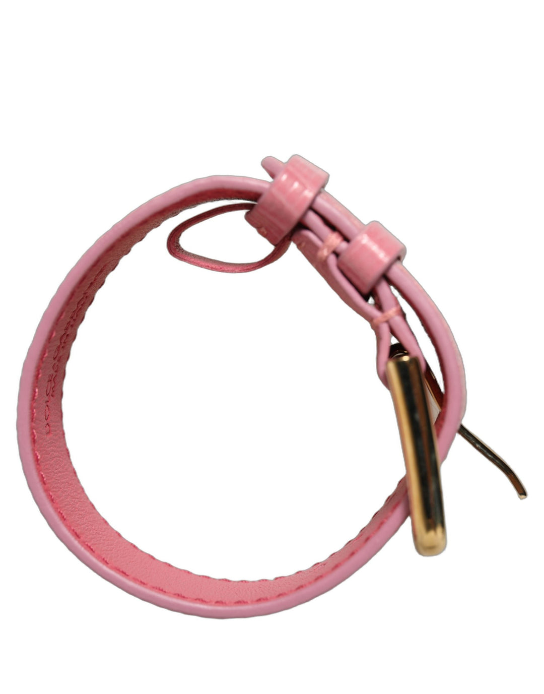 Women’s Dolce &amp; Gabbana Pink Textured Leather Gold Buckle Belt Strap Bracelet
