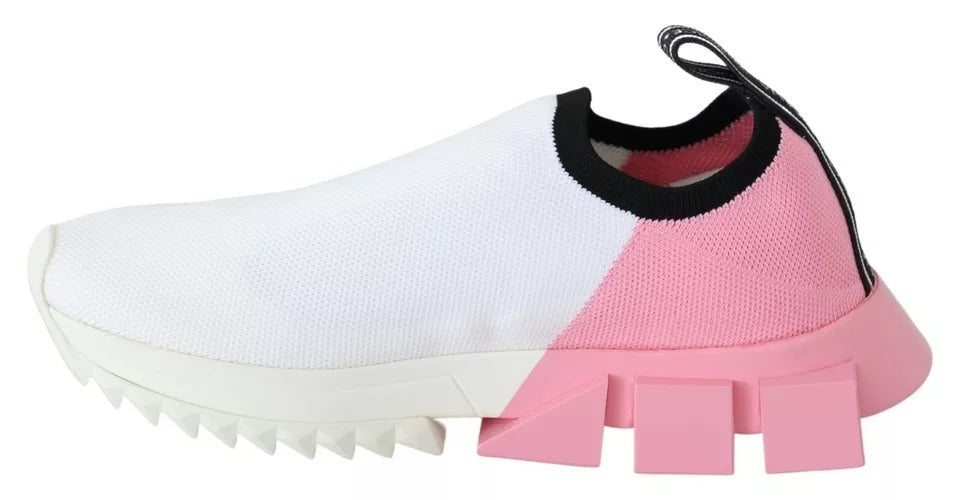 Dolce &amp; Gabbana Pink White Logo Sorrento Sneakers Shoes