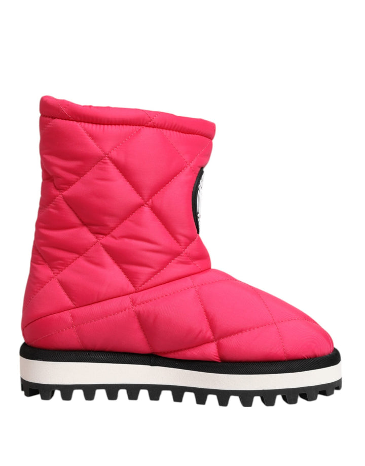 Women’s Dolce &amp; Gabbana Pink White Viscose Padded Mid Calf Boots Shoes