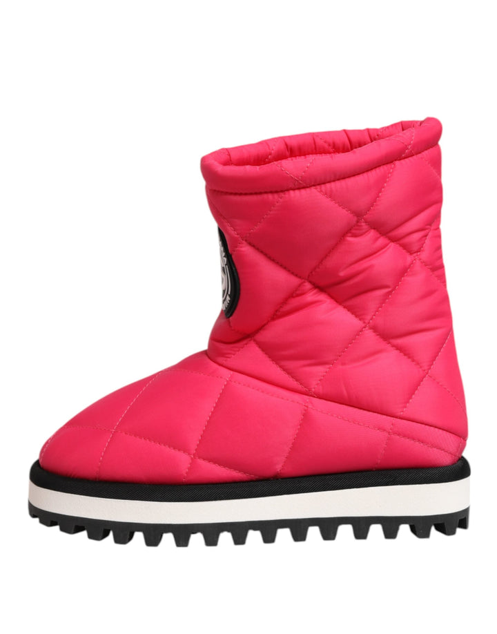 Women’s Dolce &amp; Gabbana Pink White Viscose Padded Mid Calf Boots Shoes