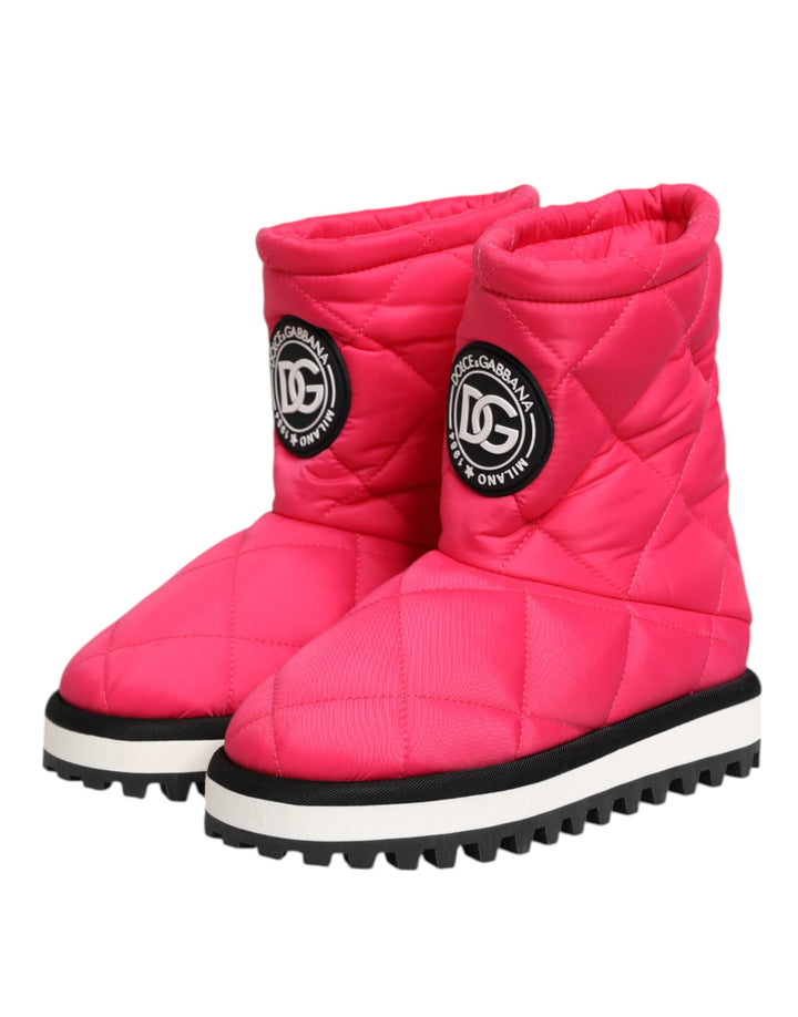 Women’s Dolce &amp; Gabbana Pink White Viscose Padded Mid Calf Boots Shoes