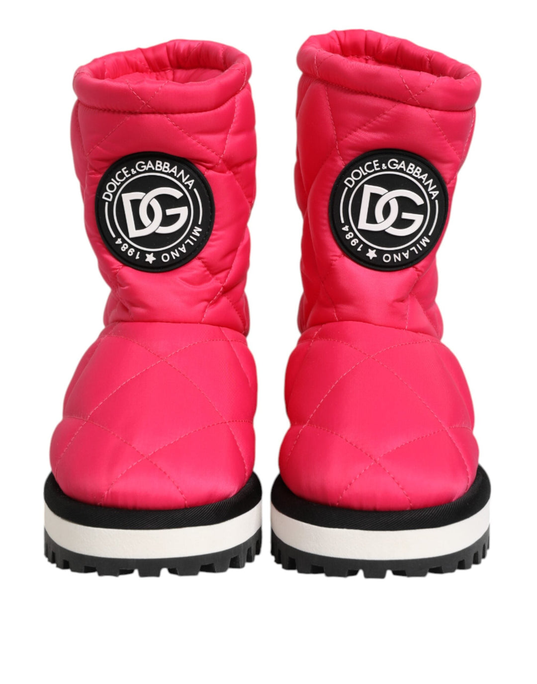Women’s Dolce & Gabbana Pink White Viscose Padded Mid Calf Boots Shoes