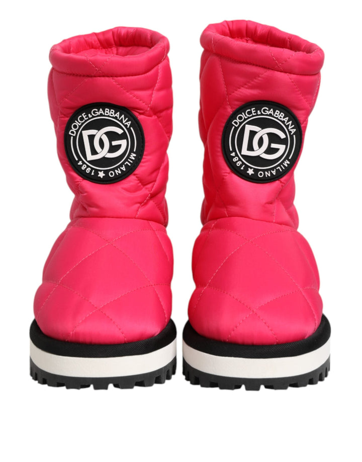 Women’s Dolce &amp; Gabbana Pink White Viscose Padded Mid Calf Boots Shoes