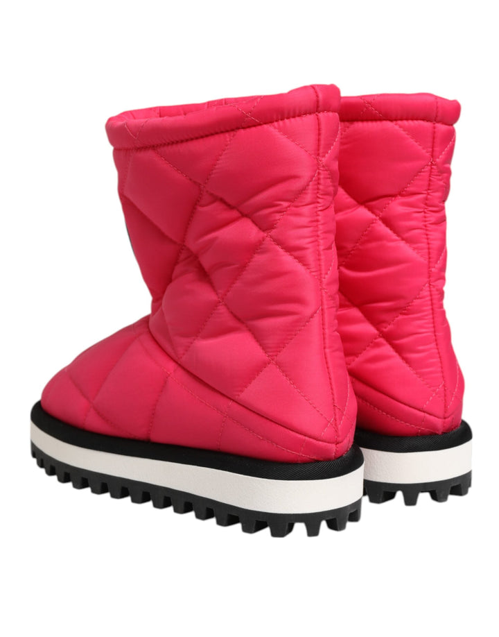 Women’s Dolce &amp; Gabbana Pink White Viscose Padded Mid Calf Boots Shoes