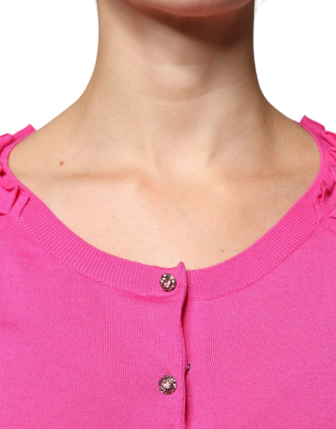 Women’s Dolce &amp; Gabbana Pink Wool Button Down Cardigan Sweater