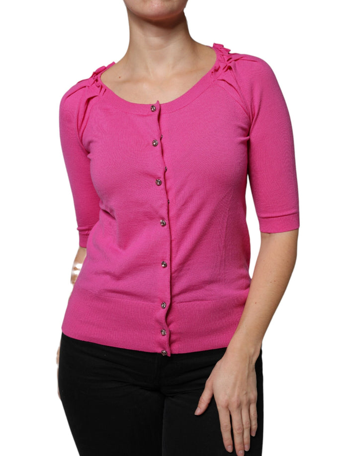 Women’s Dolce &amp; Gabbana Pink Wool Button Down Cardigan Sweater