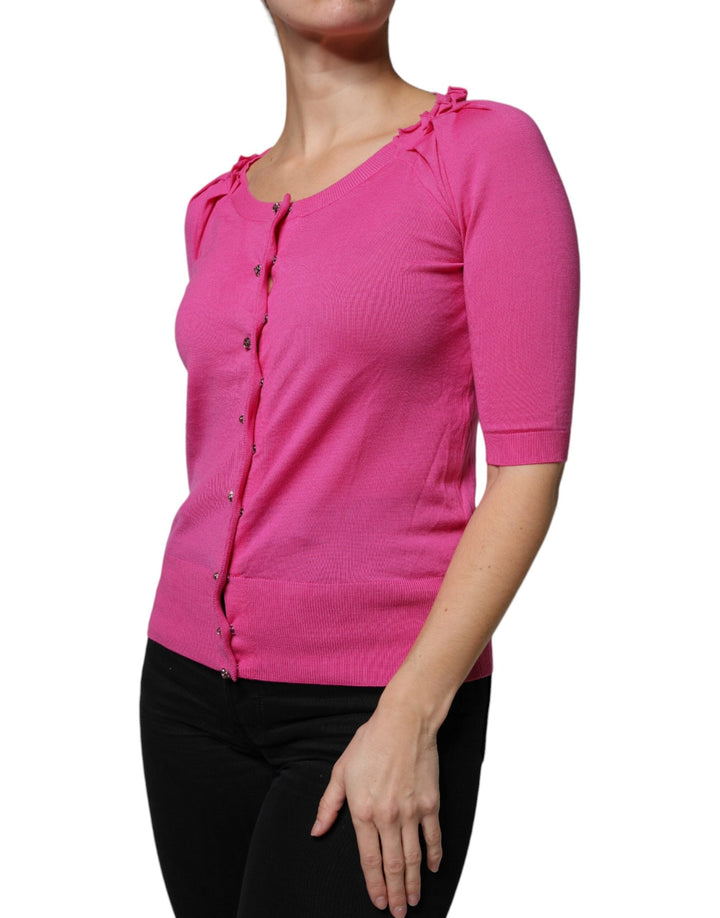 Women’s Dolce &amp; Gabbana Pink Wool Button Down Cardigan Sweater