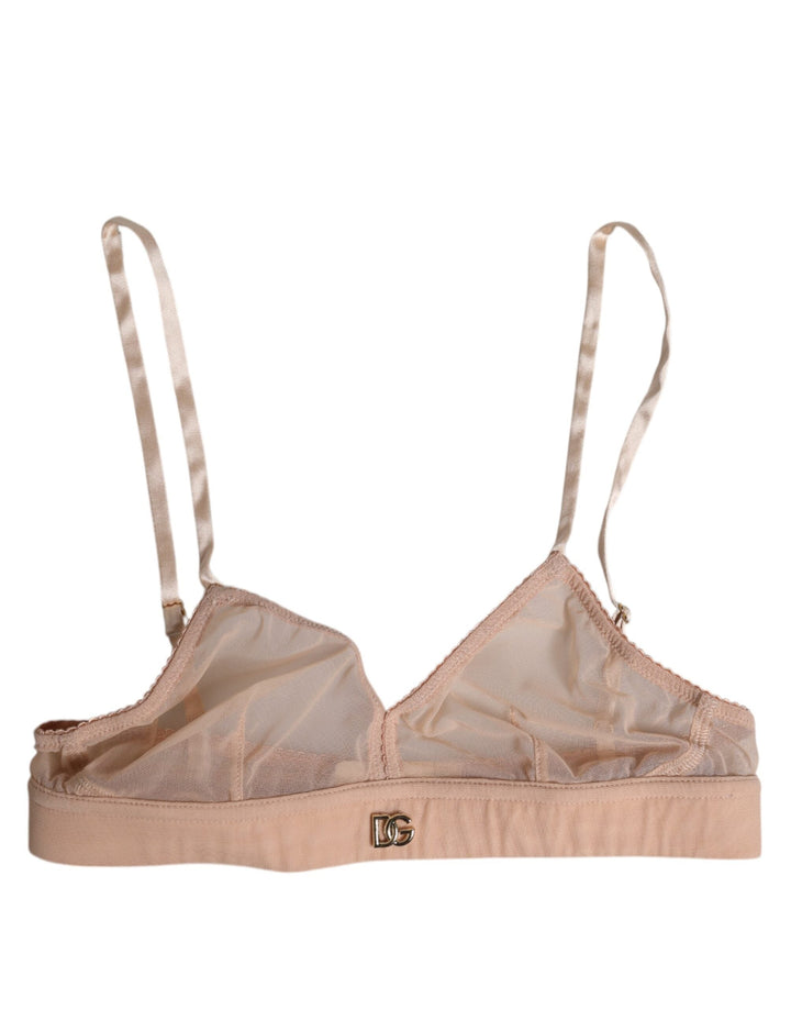Women’s Dolce &amp; Gabbana Powder Pink Nylon Dg Logo Non Wire Bra Underwear
