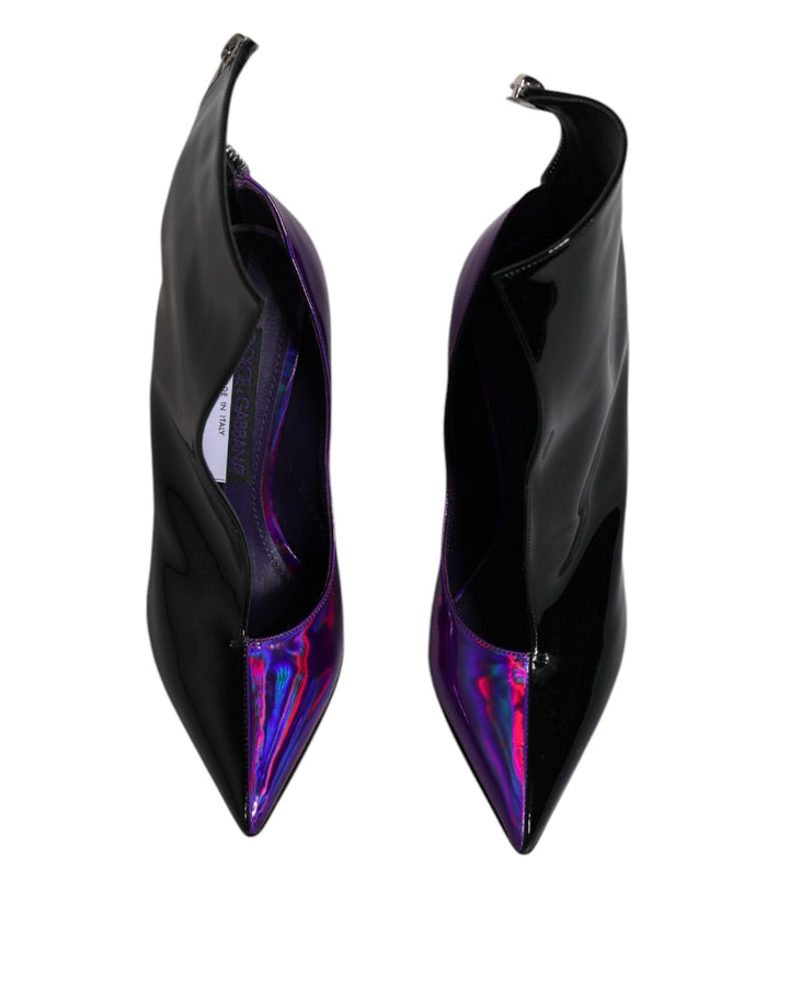 Women’s Dolce &amp; Gabbana Purple Black Pointed Ankle Boots Shoes