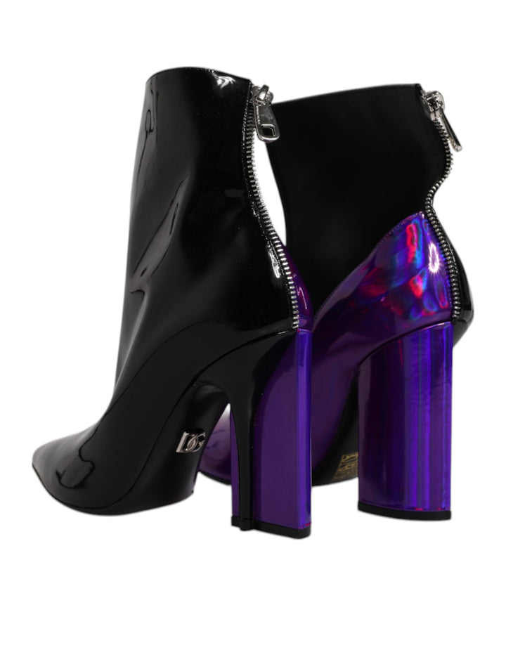 Women’s Dolce &amp; Gabbana Purple Black Pointed Ankle Boots Shoes