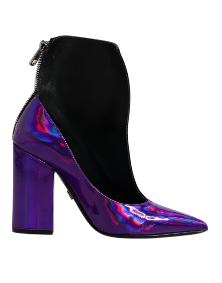 Women’s Dolce &amp; Gabbana Purple Black Pointed Ankle Boots Shoes