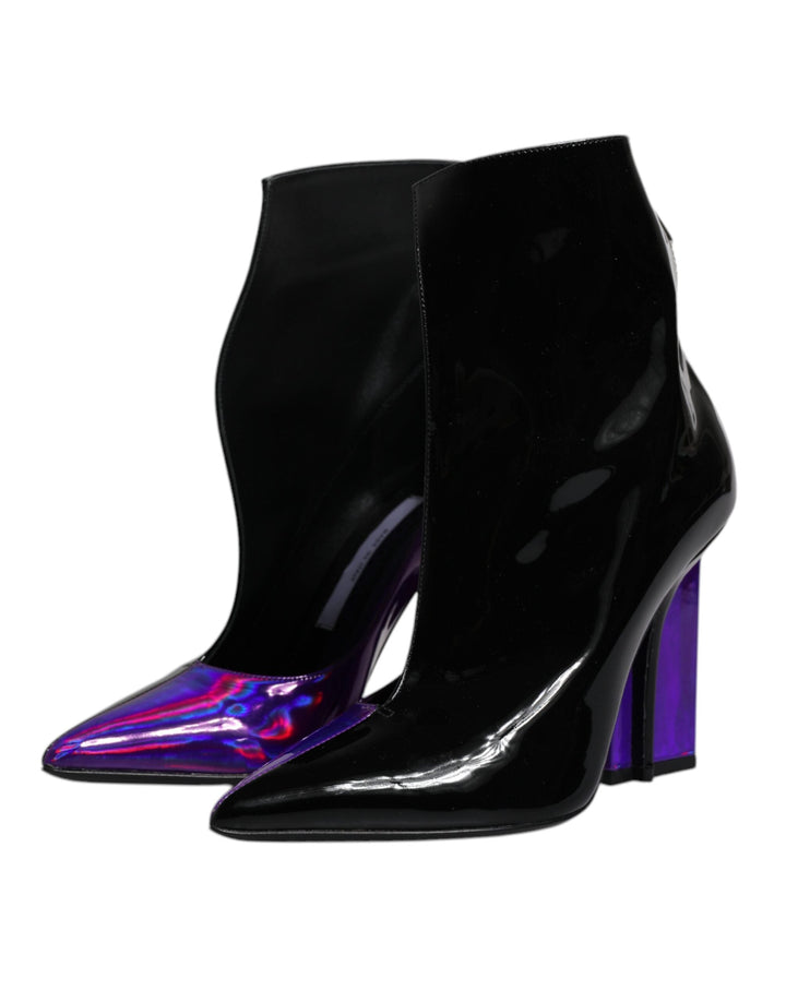 Women’s Dolce &amp; Gabbana Purple Black Pointed Ankle Boots Shoes