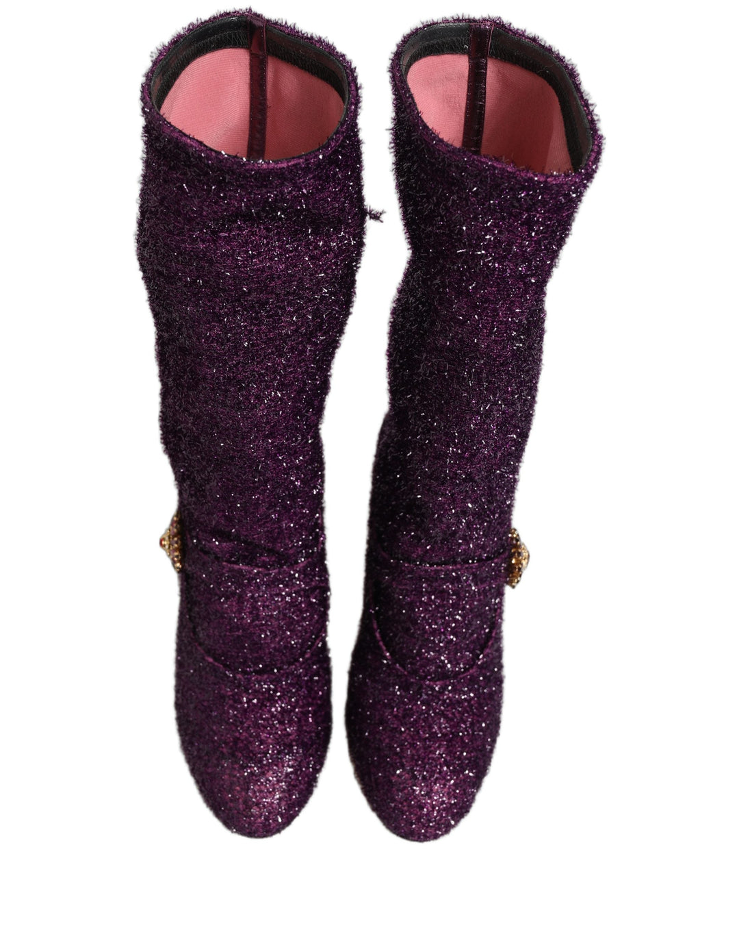 Women’s Dolce &amp; Gabbana Purple Crystal Lurex Fantasy High Boots Shoes