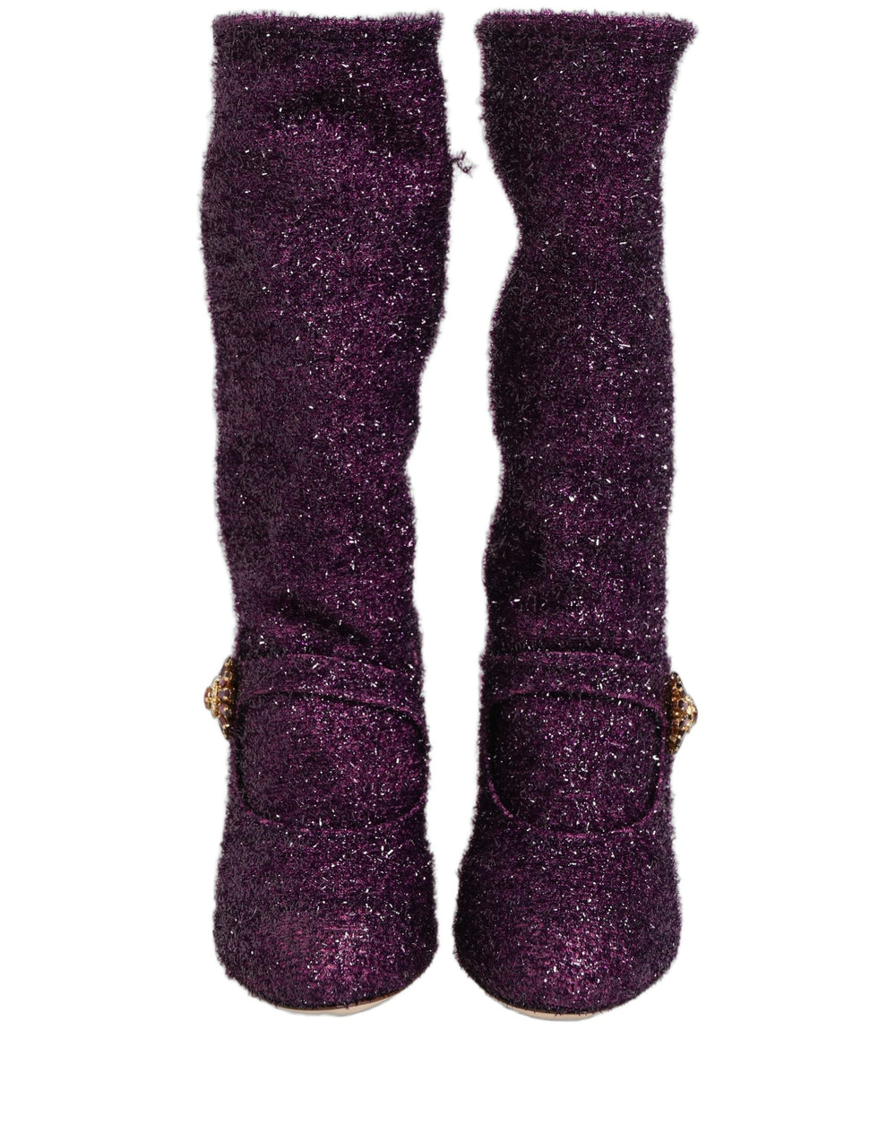 Women’s Dolce & Gabbana Purple Crystal Lurex Fantasy High Boots Shoes