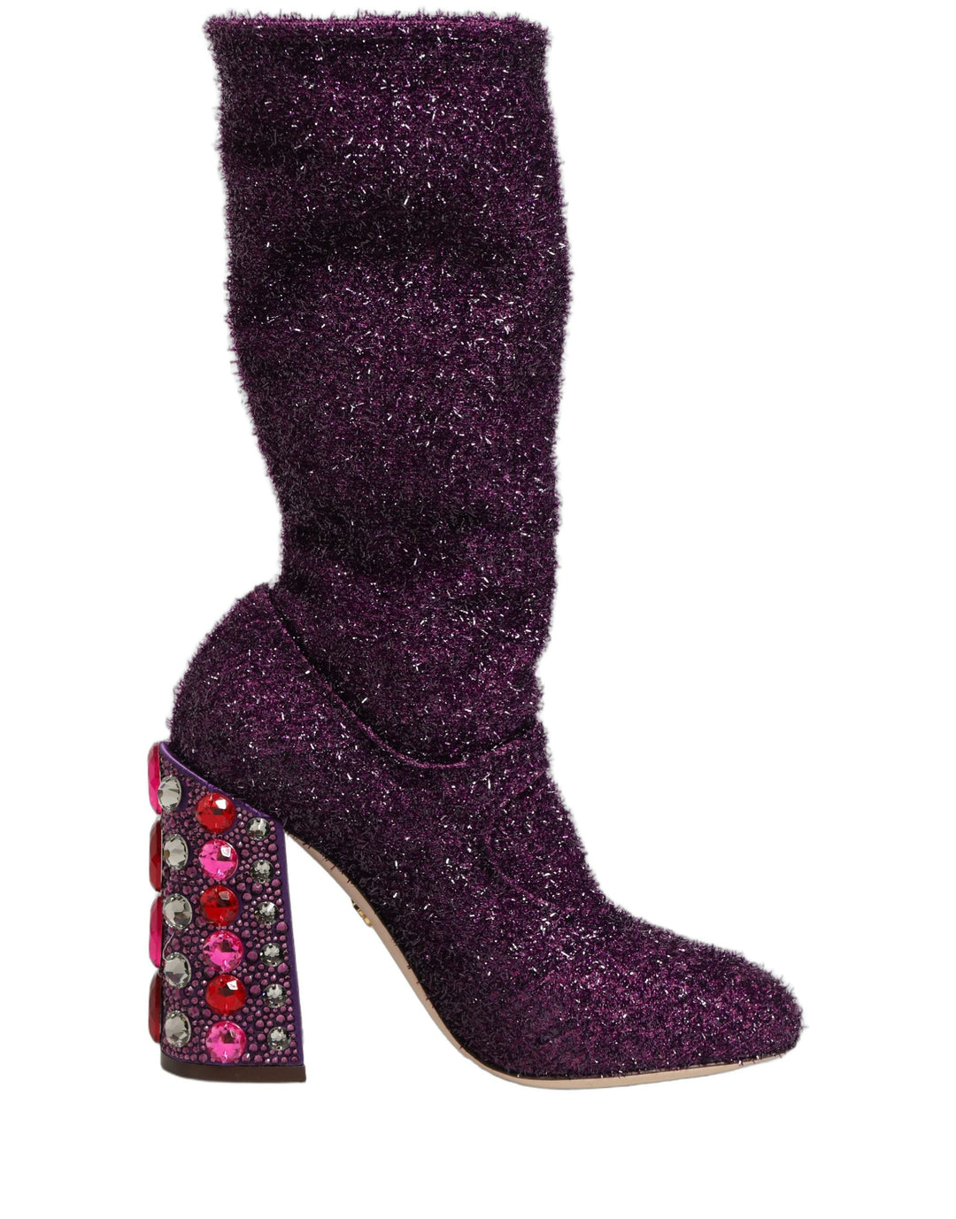 Women’s Dolce &amp; Gabbana Purple Crystal Lurex Fantasy High Boots Shoes