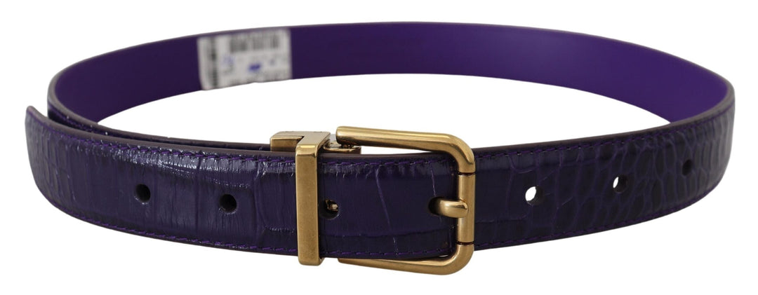 Women’s Dolce &amp; Gabbana Purple Exotic Leather Gold Metal Buckle Belt