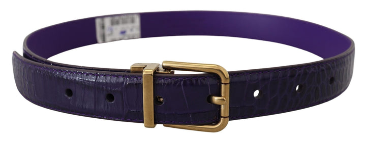 Women’s Dolce &amp; Gabbana Purple Exotic Leather Gold Metal Buckle Belt