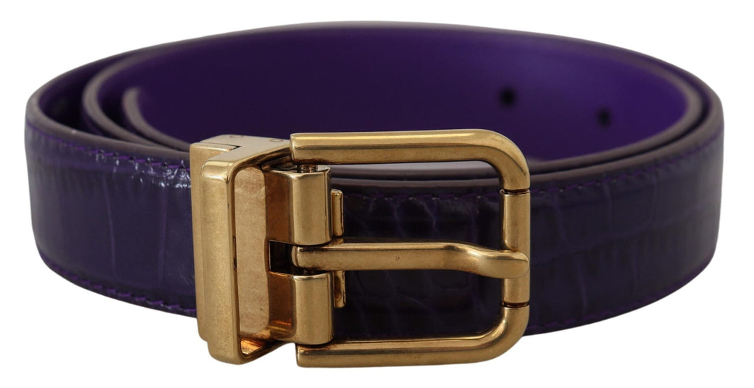 Women’s Dolce &amp; Gabbana Purple Exotic Leather Gold Metal Buckle Belt