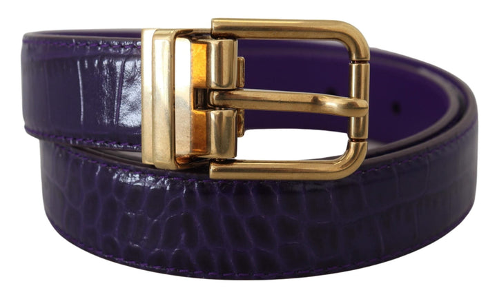 Women’s Dolce &amp; Gabbana Purple Exotic Leather Gold Metal Buckle Belt