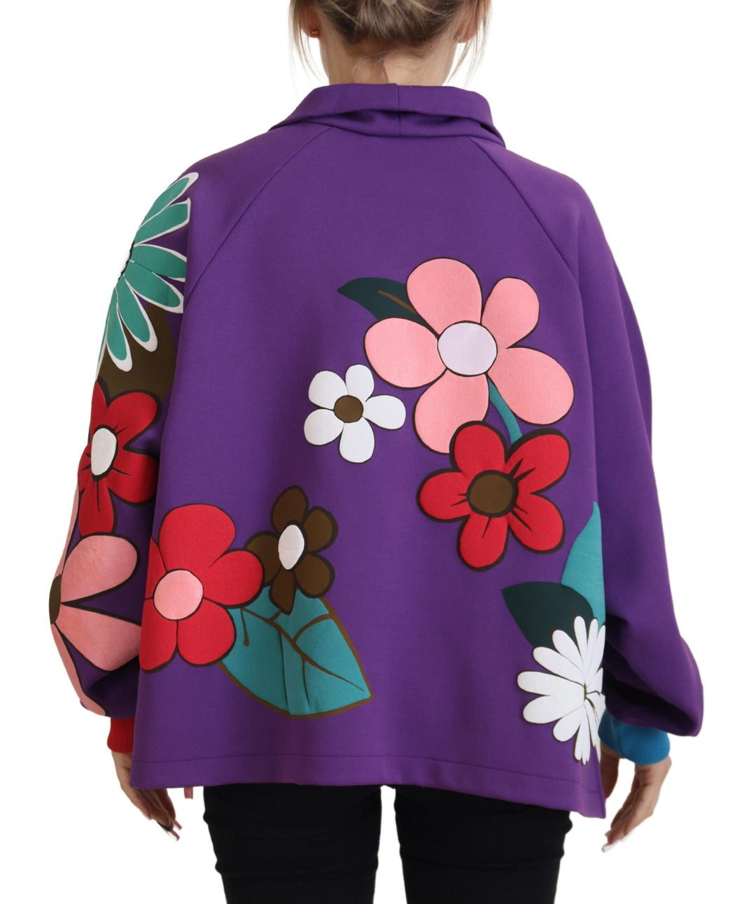 Women’s Dolce &amp; Gabbana Purple Floral Print Pullover Cotton Sweater