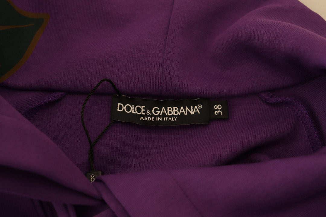 Women’s Dolce &amp; Gabbana Purple Floral Print Pullover Cotton Sweater