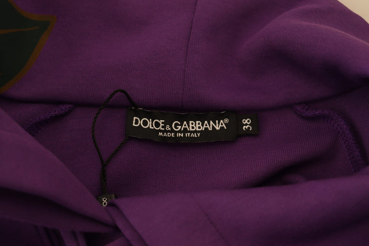 Women’s Dolce &amp; Gabbana Purple Floral Print Pullover Cotton Sweater