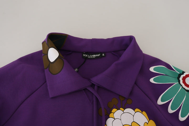 Women’s Dolce &amp; Gabbana Purple Floral Print Pullover Cotton Sweater