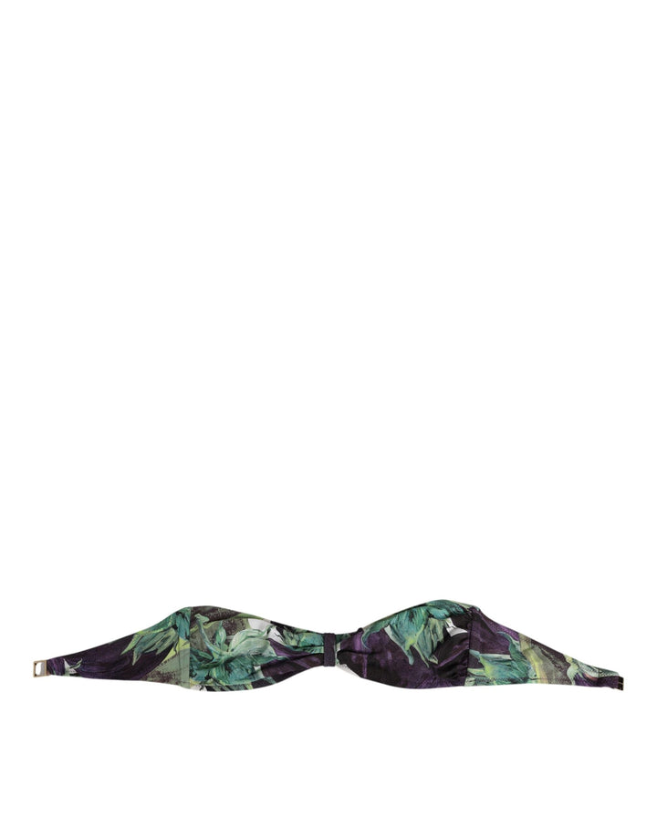 Women’s Dolce &amp; Gabbana Purple Green Leaf Print Bandeau Swimwear Underwear