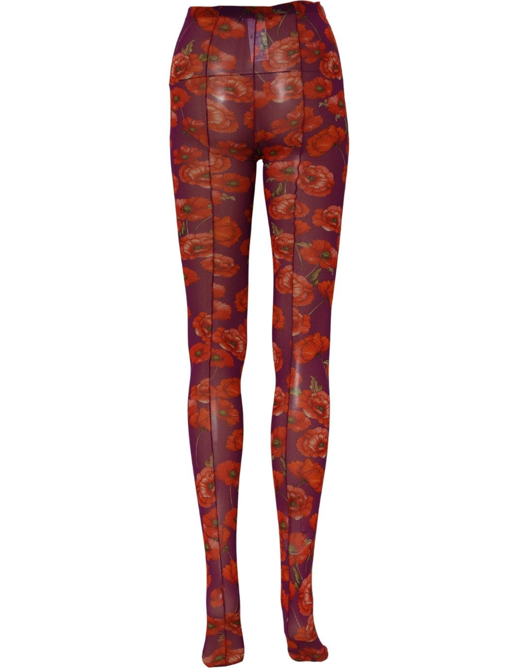 Women’s Dolce &amp; Gabbana Purple Nylon Floral Print Tights Stockings Socks