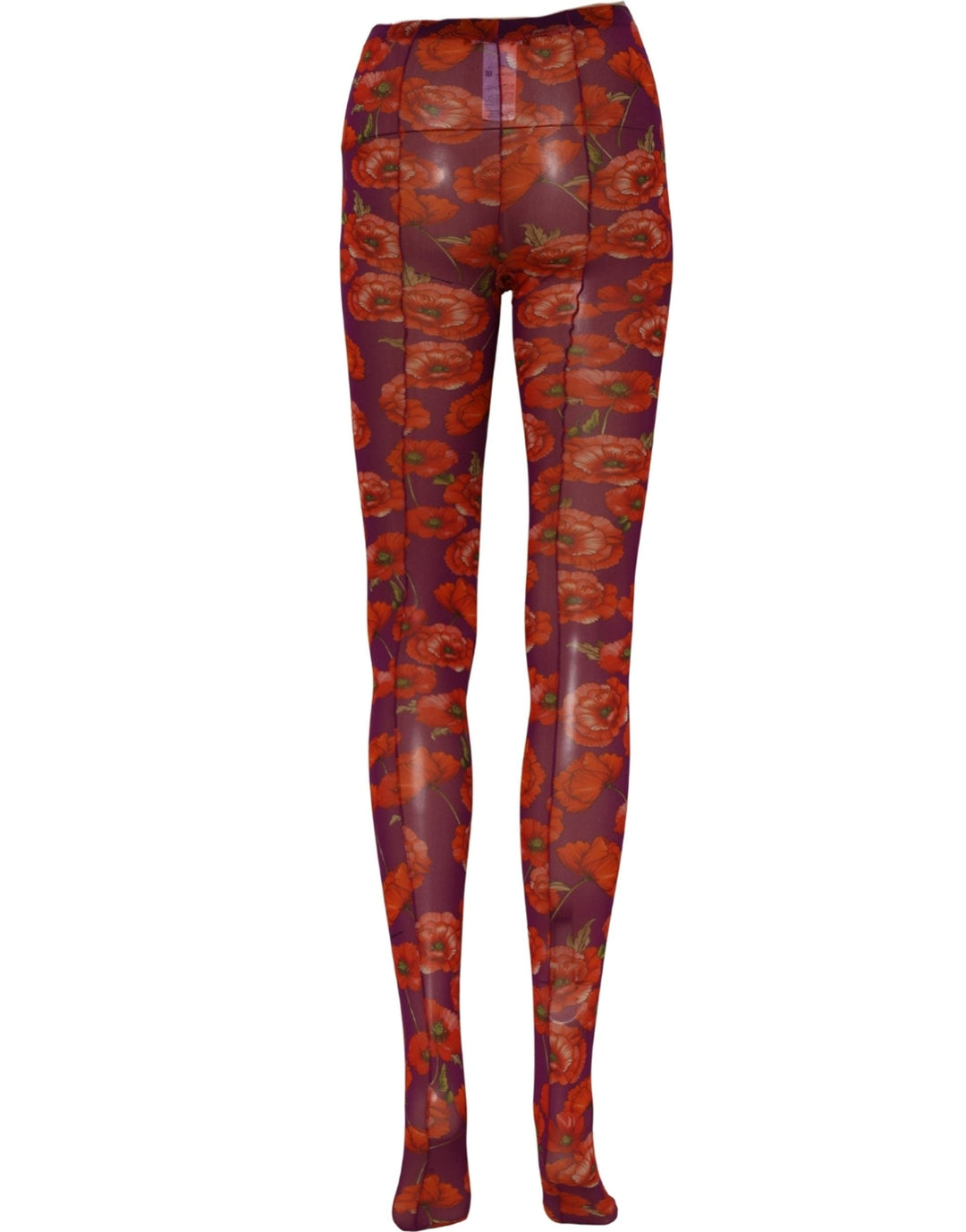 Women’s Dolce &amp; Gabbana Purple Nylon Floral Print Tights Stockings Socks
