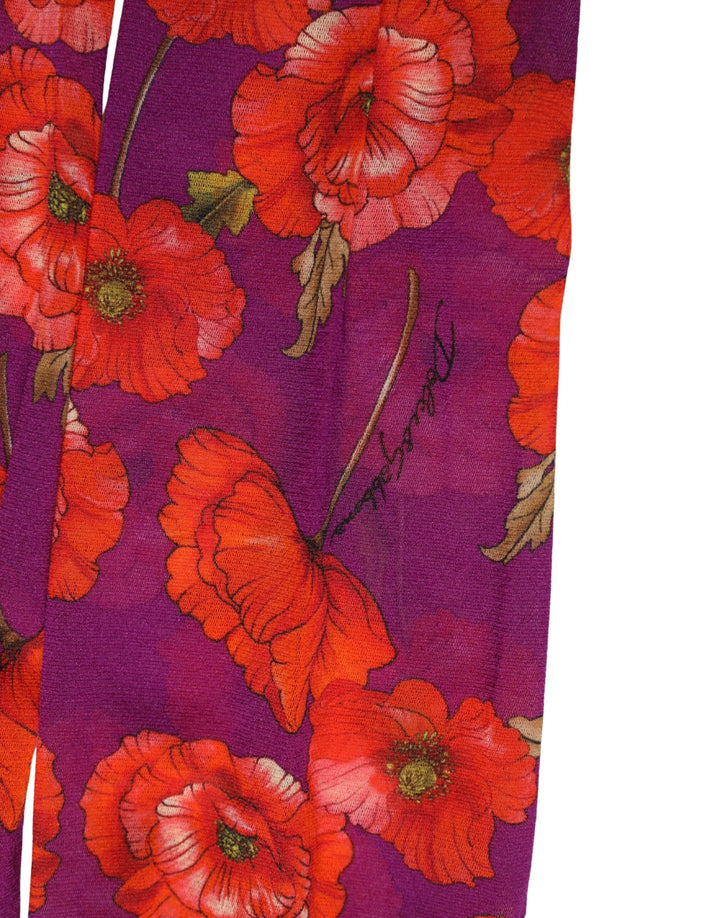 Women’s Dolce &amp; Gabbana Purple Nylon Floral Print Tights Stockings Socks