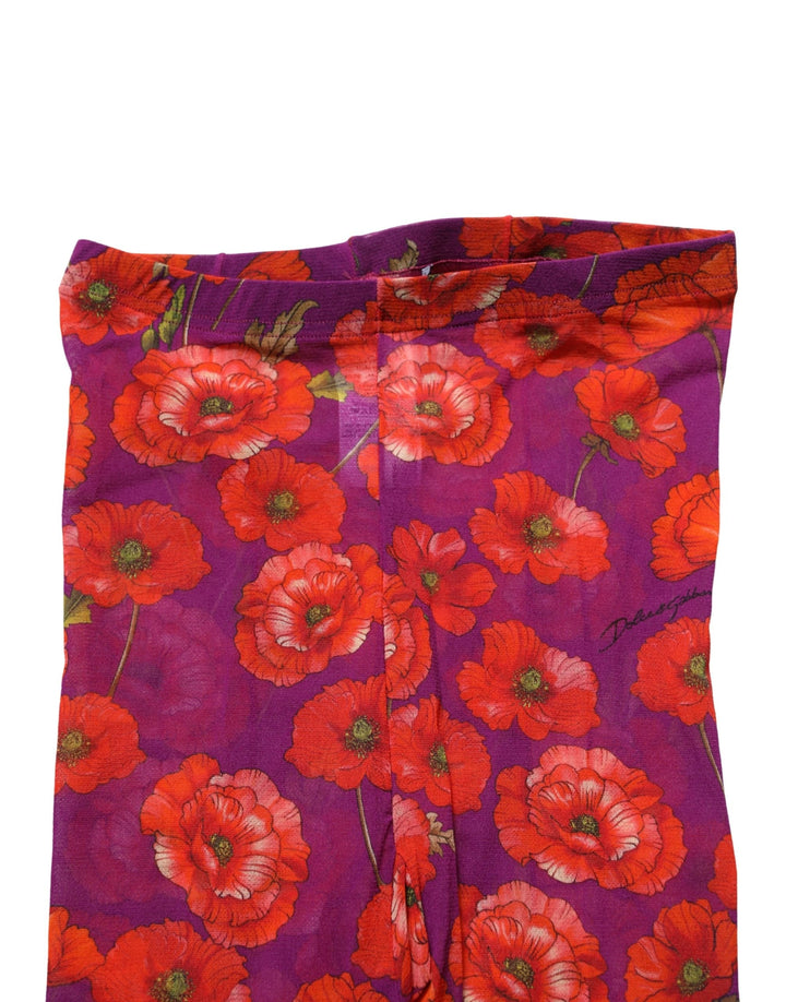 Women’s Dolce &amp; Gabbana Purple Nylon Floral Print Tights Stockings Socks