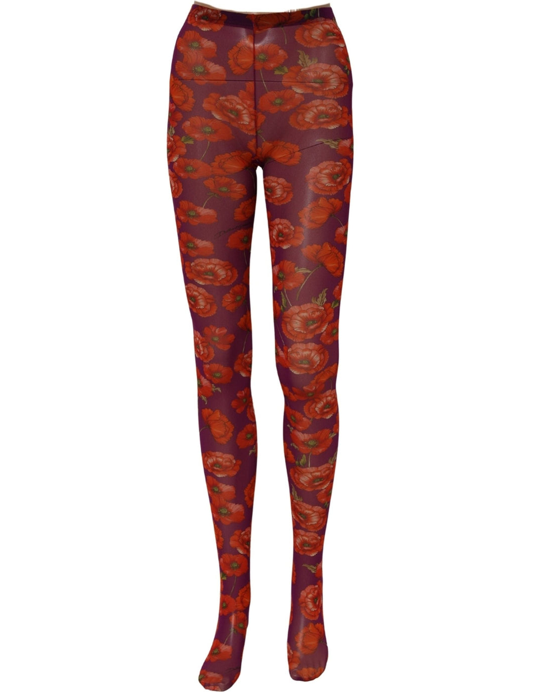 Women’s Dolce &amp; Gabbana Purple Nylon Floral Print Tights Stockings Socks