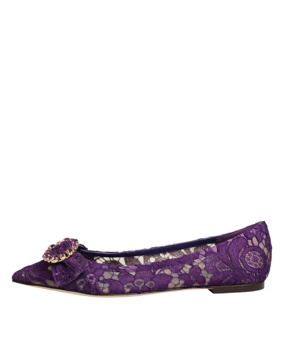Women’s Dolce &amp; Gabbana Purple Taormina Lace Crystals Flats Shoes