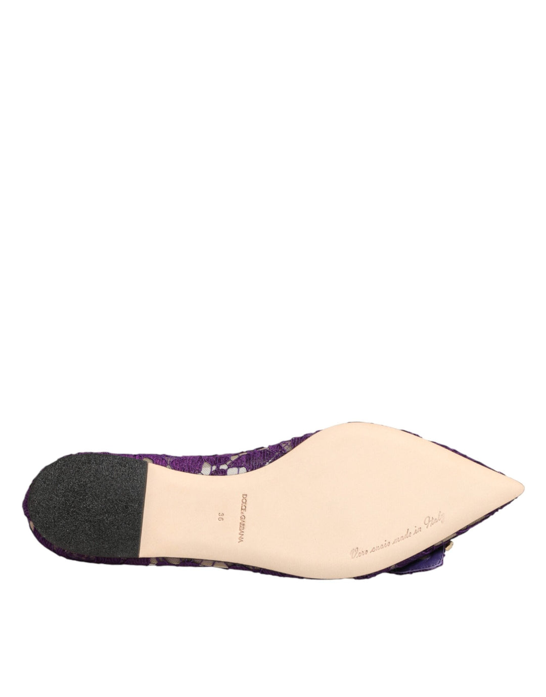 Women’s Dolce &amp; Gabbana Purple Taormina Lace Crystals Flats Shoes