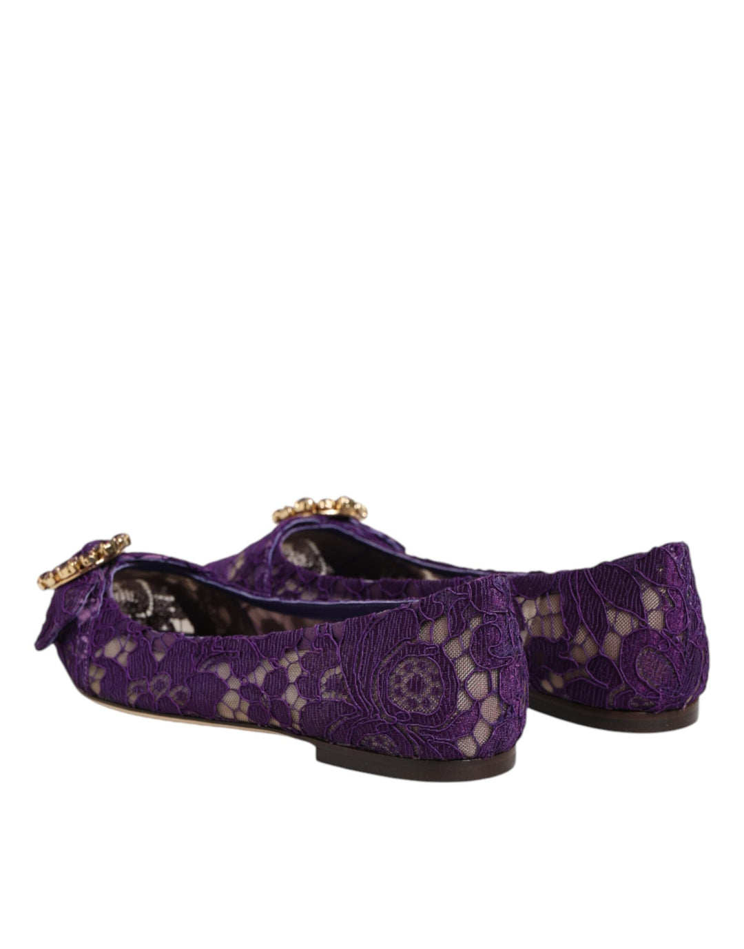 Women’s Dolce &amp; Gabbana Purple Taormina Lace Crystals Flats Shoes
