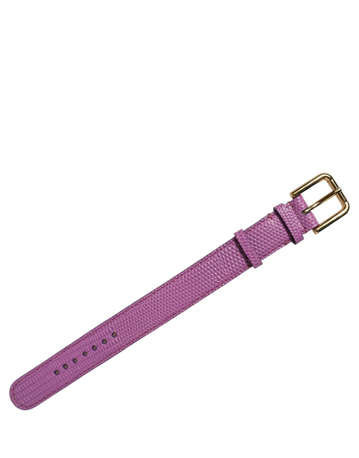 Women’s Dolce &amp; Gabbana Purple Textured Leather Gold Buckle Belt Strap Bracelet