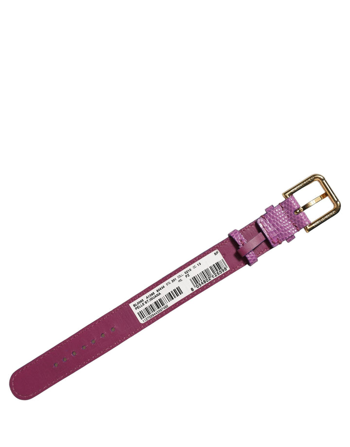 Women’s Dolce &amp; Gabbana Purple Textured Leather Gold Buckle Belt Strap Bracelet