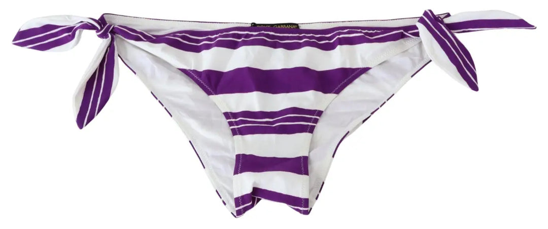 Women’s Dolce &amp; Gabbana Purple White Stripes Beachwear Bikini Bottom